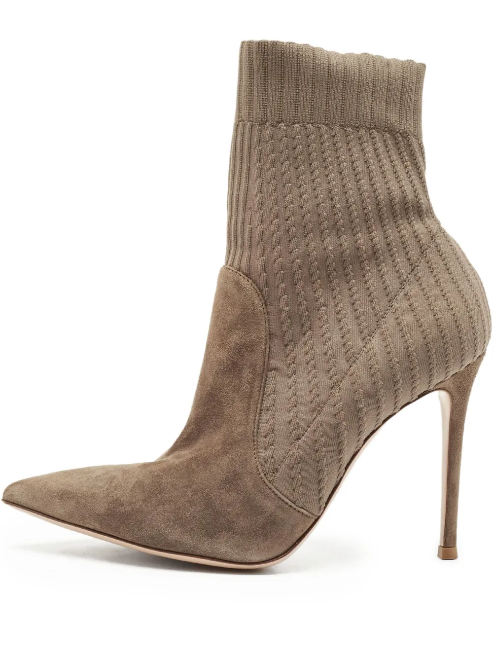Gianvito Rossi Gestrickte Wildlederstiefel 110mm - Braun