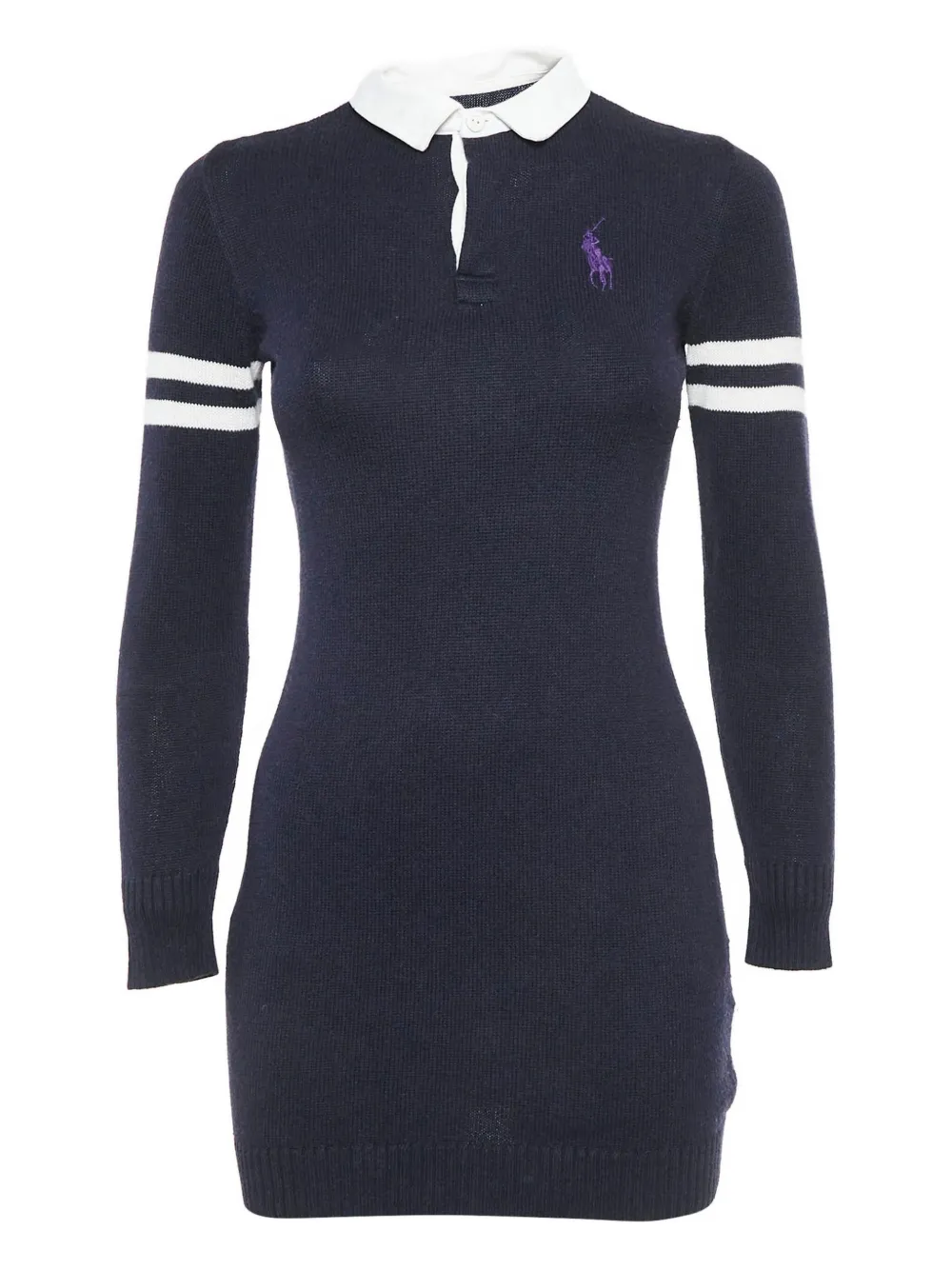 Polo Ralph Lauren Vintage 2024 polo-collar stripe-sleeve mini dress | Blue | Image 1