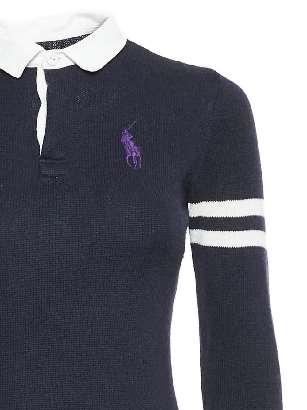 Polo Ralph Lauren Vintage 2024 mini-jurk met polokraag en gestreepte mouwen - Blauw