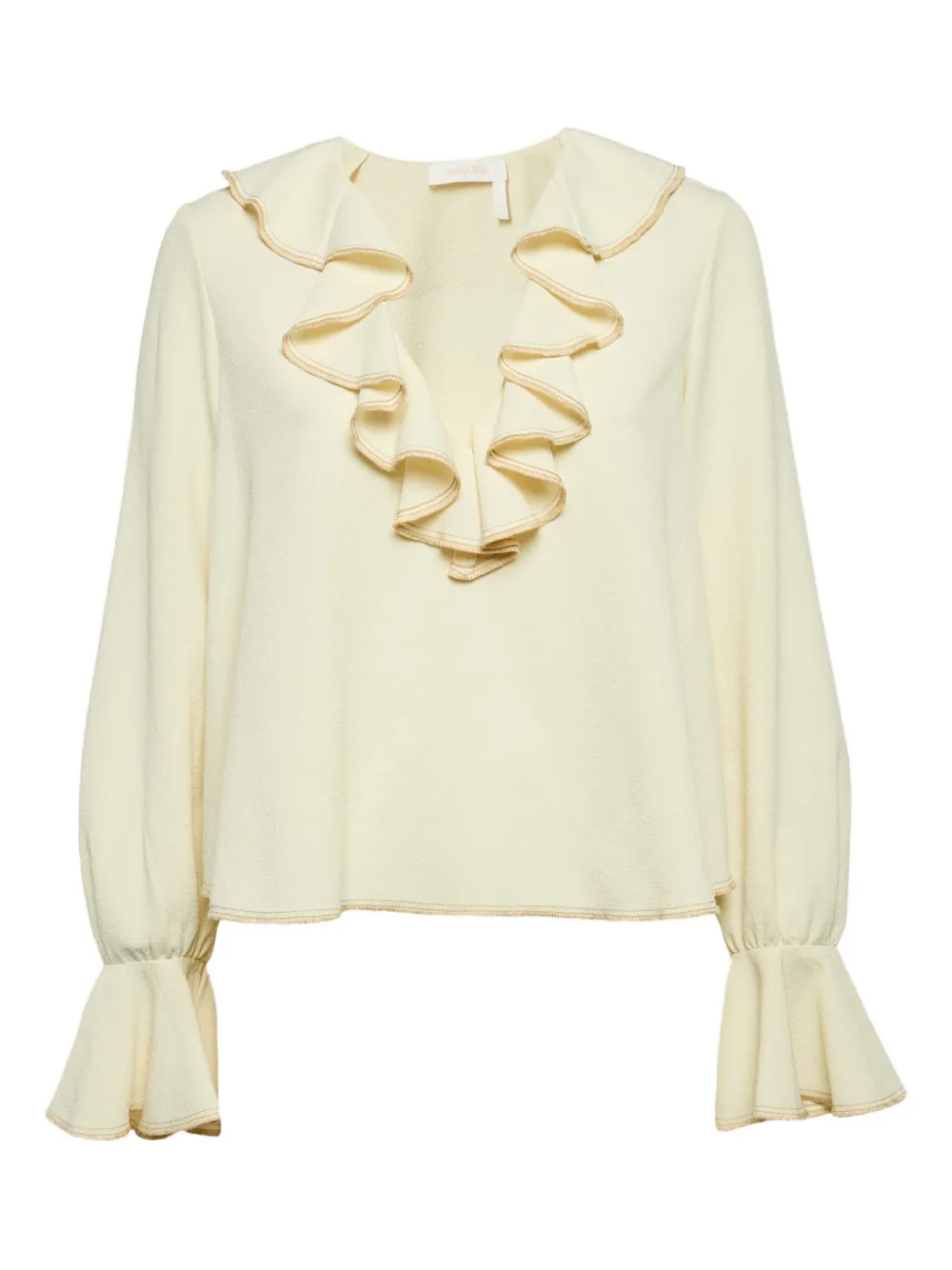 Pre-owned See By Chloé Vintage Ruffled Flared-sleeve Blouse In Neutral