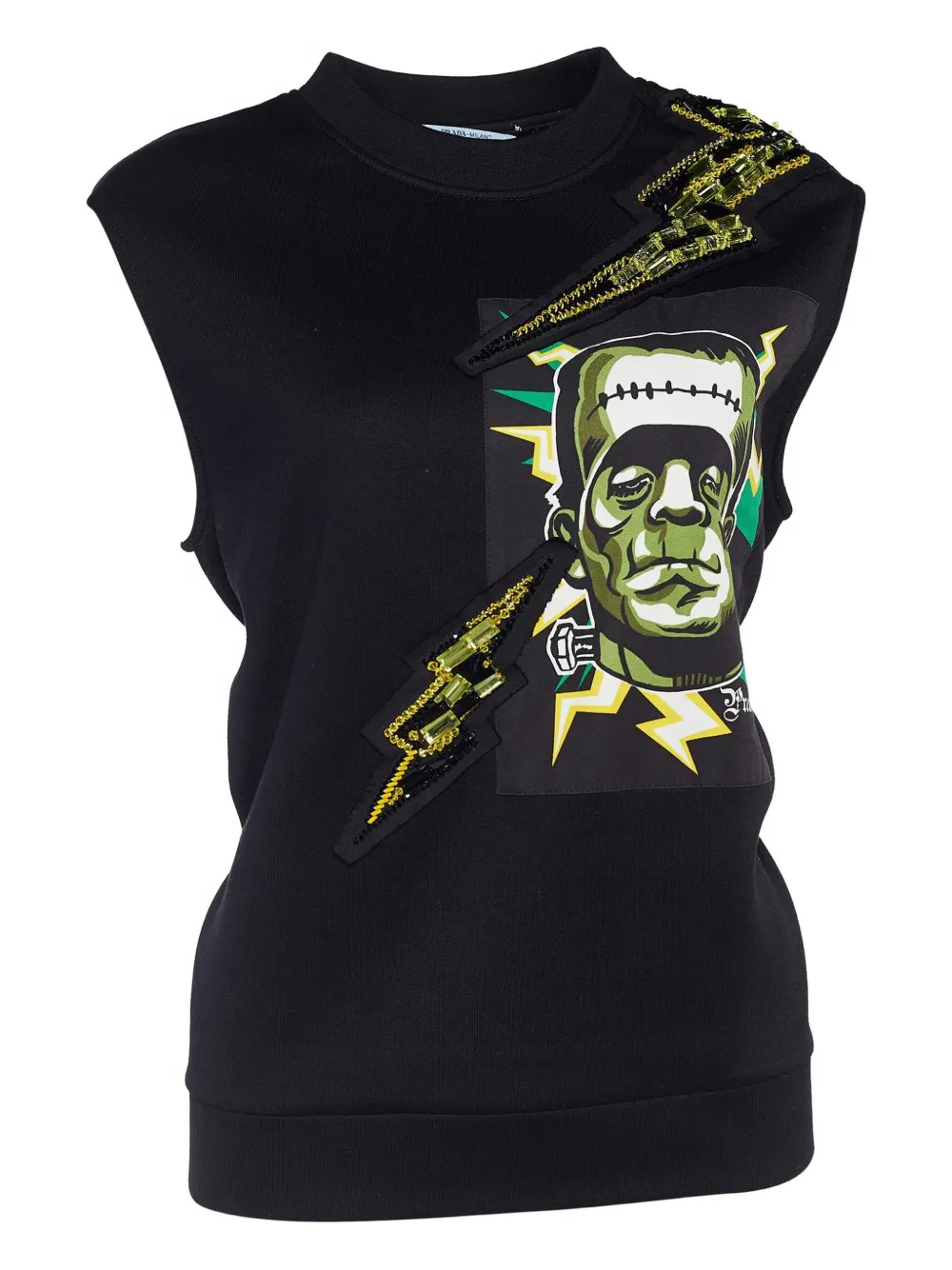 Pre-owned Prada Frankenstein-print Tank Top In Black
