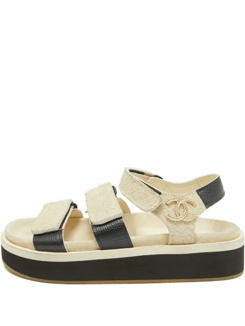 CHANEL Pre-Owned 2024 Suede Leather Platform Sandals