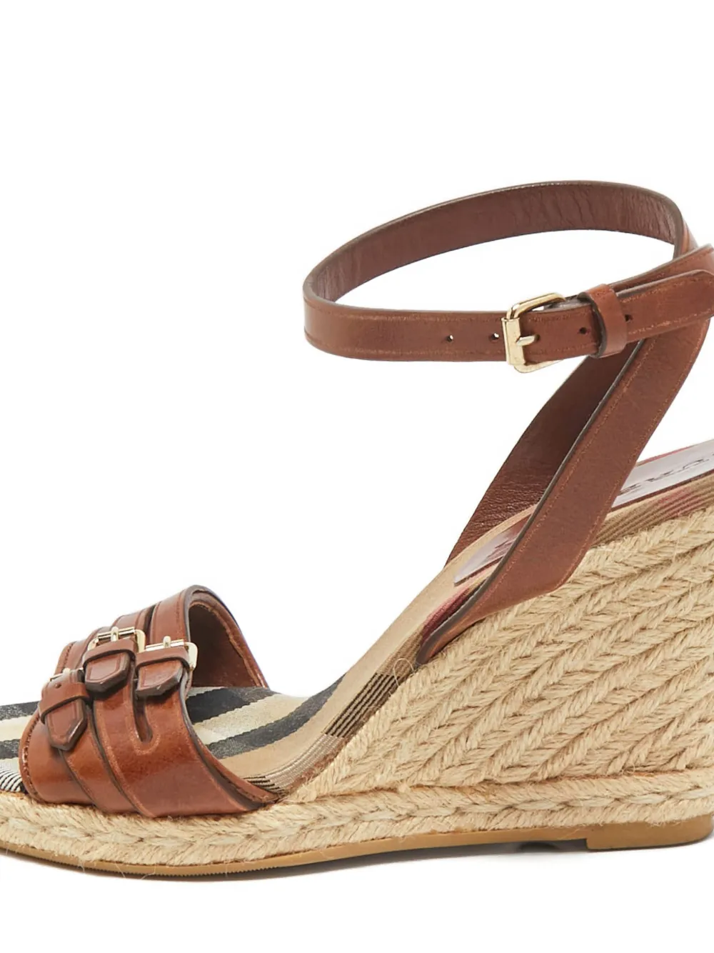 Burberry Pre-Owned 105 mm Nova Check sandalen met sleehak - Bruin