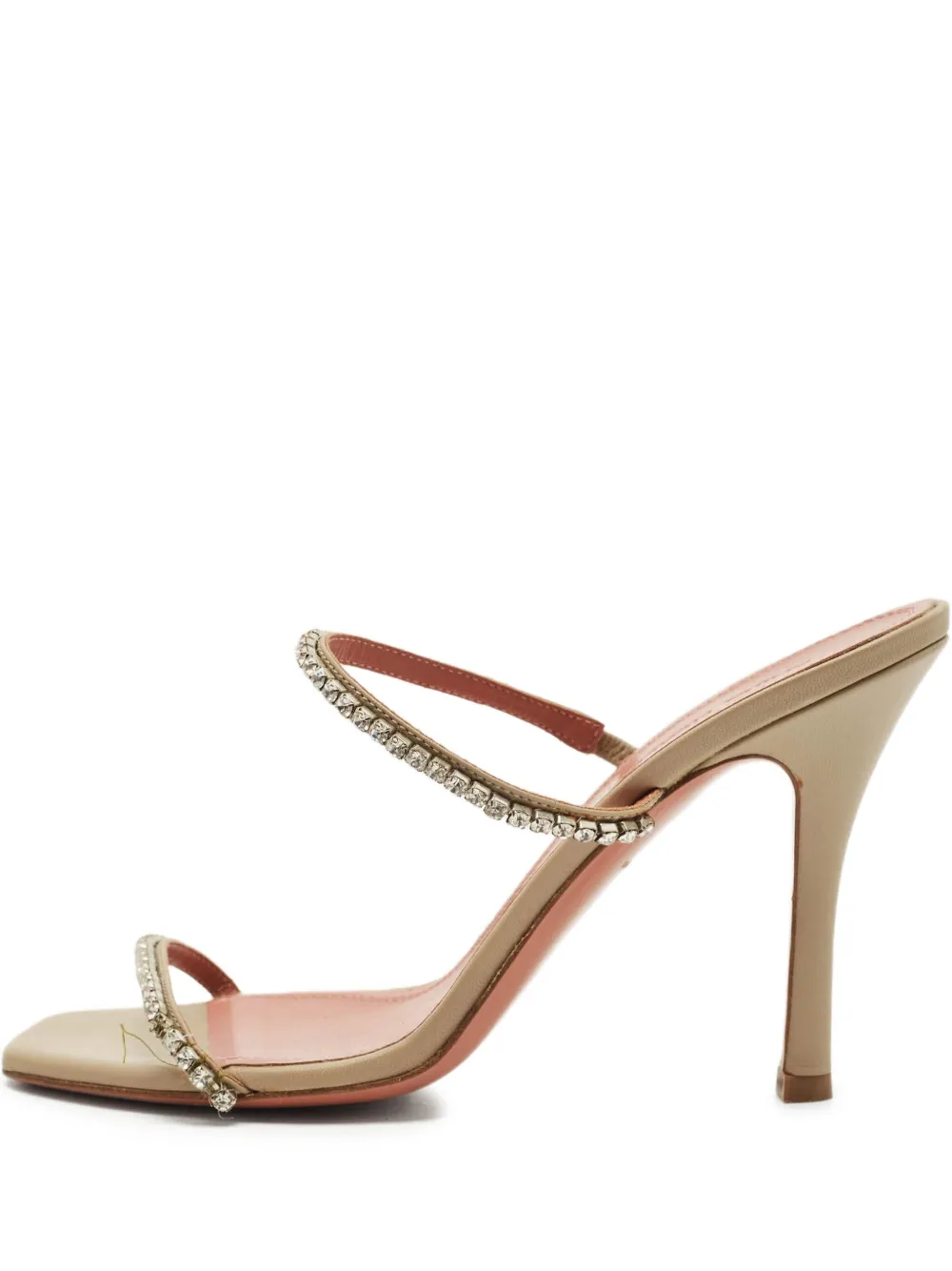 Amina Muaddi Sandali in pelle con cristalli 100mm Pre-owned - Toni neutri