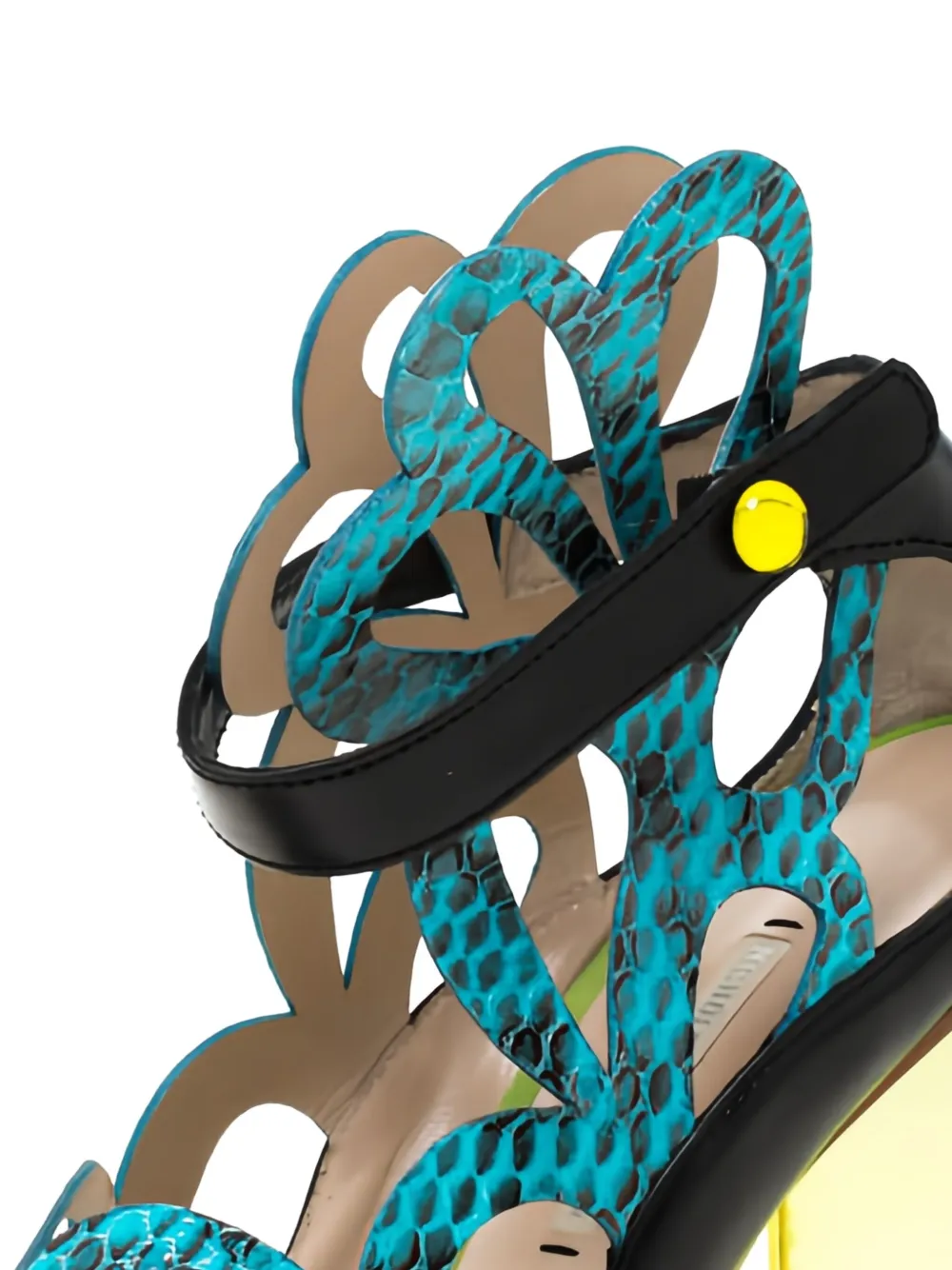 Pre-owned Nicholas Kirkwood  100mm Python Leather Sandals In Black