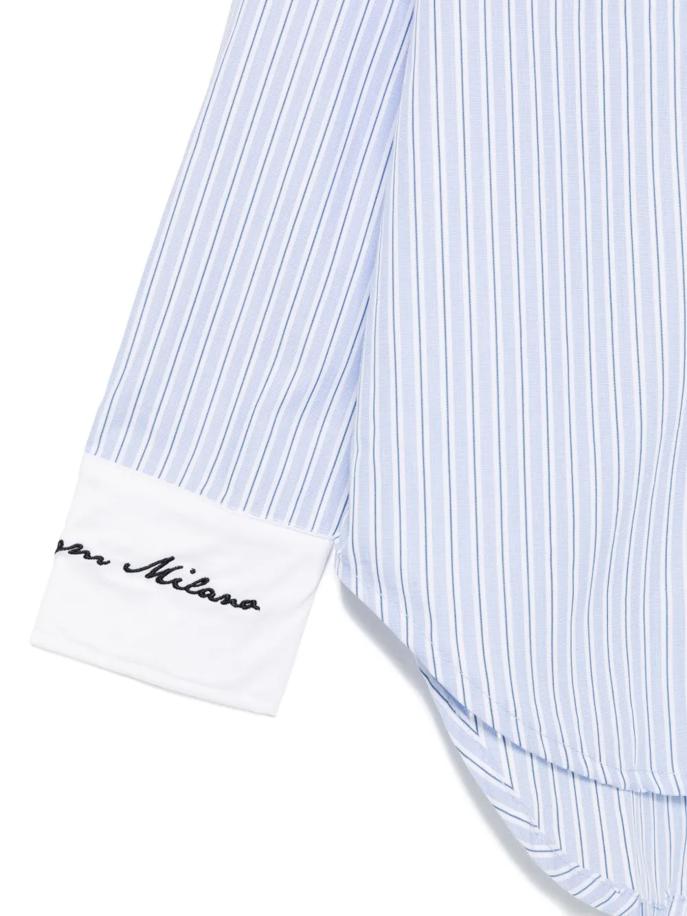 MSGM Kids striped embroidered shirt Blauw