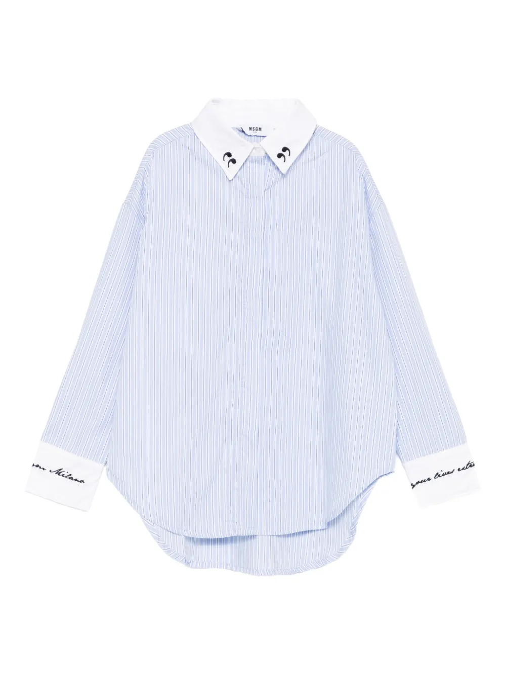 MSGM Kids striped embroidered shirt Blauw