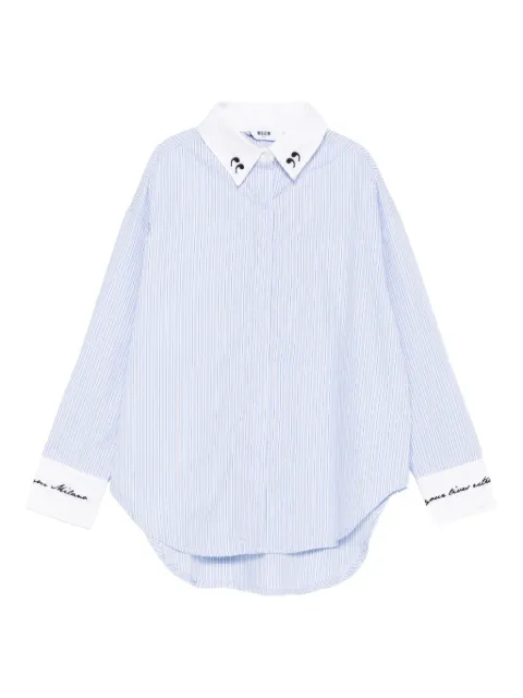MSGM Kids striped embroidered shirt