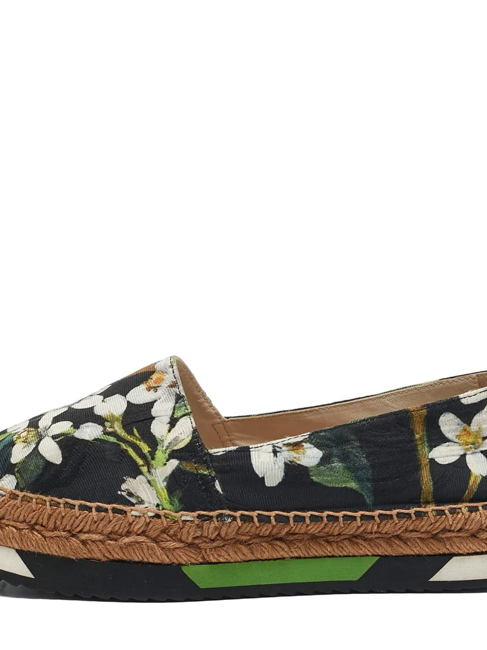 Pre-owned Dolce & Gabbana Floral-print Espadrilles In Black