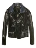 Maje zip-up leather biker jacket - Black