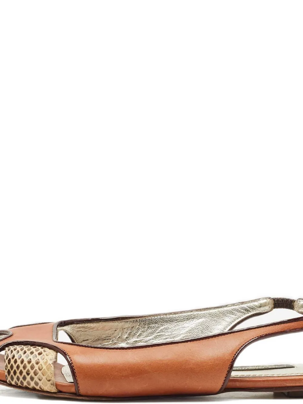 Pre-owned Dolce & Gabbana Leather Snakeskin-effect Slingback Sandals In Brown