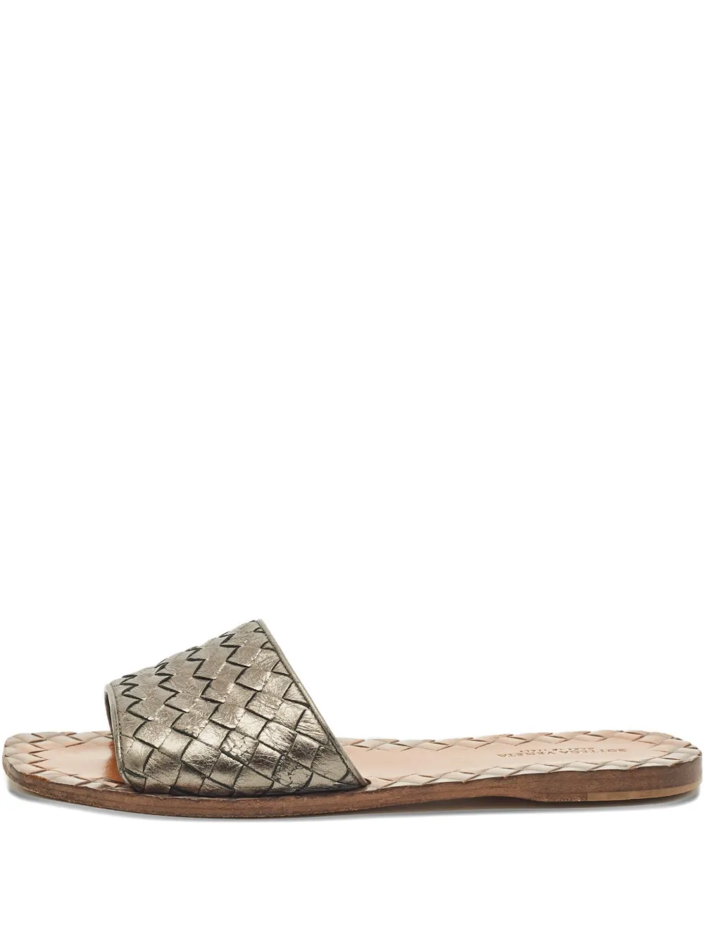 Bottega Veneta Pre-Owned Sandali slides in pelle con design Intrecciato - Grigio