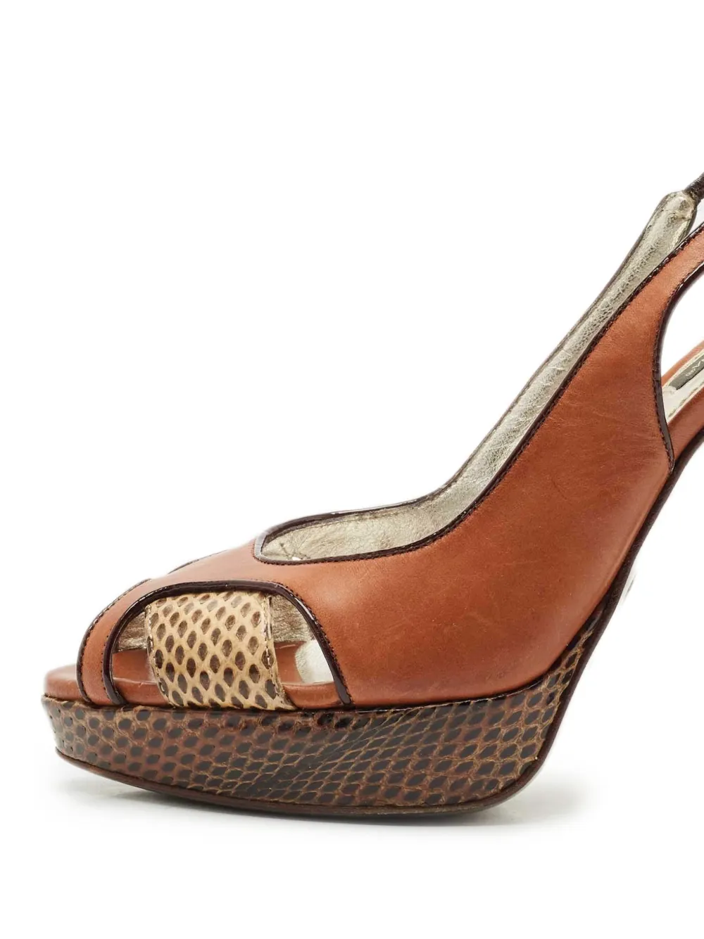 Dolce & Gabbana Pre-Owned 120 mm leren sandalen met slangen-effect - Bruin