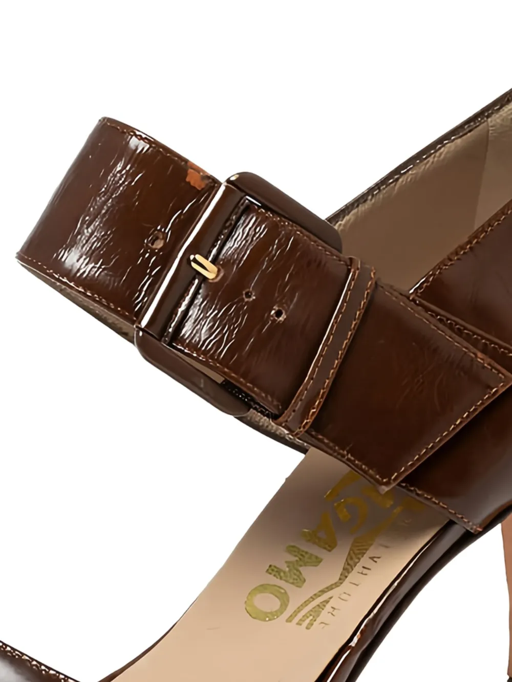 Ferragamo Pre-Owned Leren sandalen met gesp - Bruin