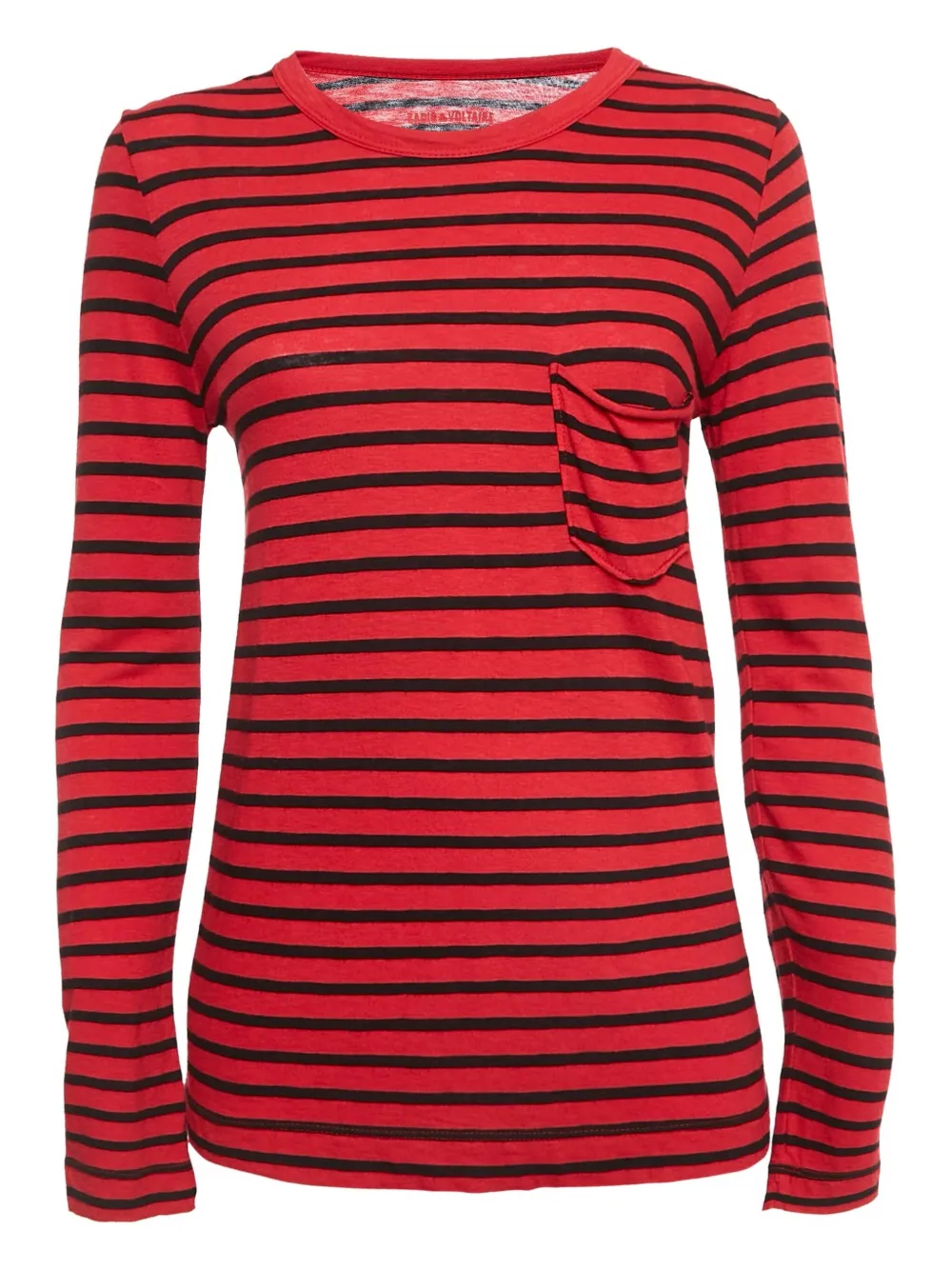 Pre-owned Zadig & Voltaire Striped Patch-pocket Top In Red