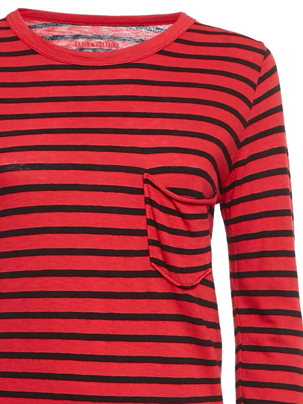 Pre-owned Zadig & Voltaire Striped Patch-pocket Top In Red