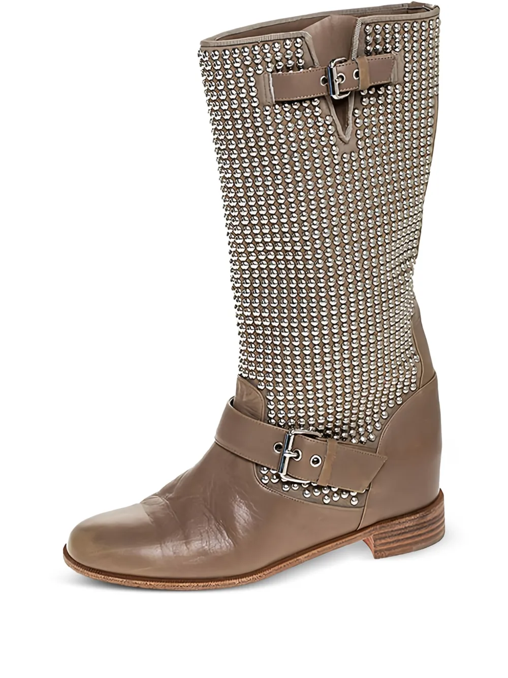 Click to view more detailed imagery on our partner's website Pre-owned Christian Louboutin Studded Leather Boots In Brown