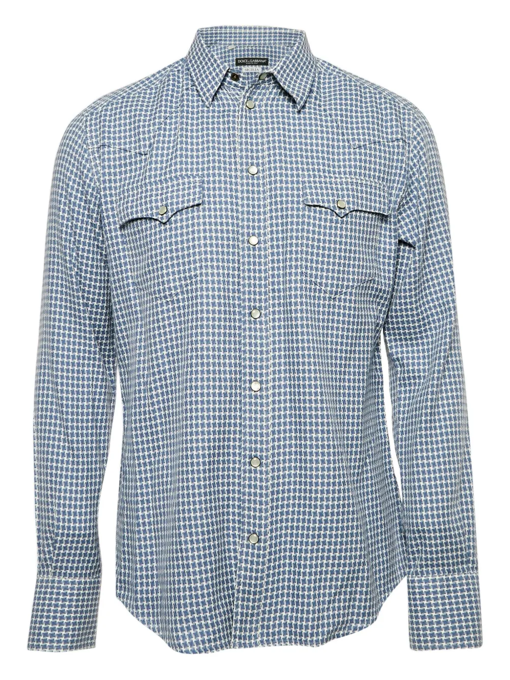 Dolce & Gabbana Pre-Owned flap-pocket jacquard shirt | Blue | Image 1