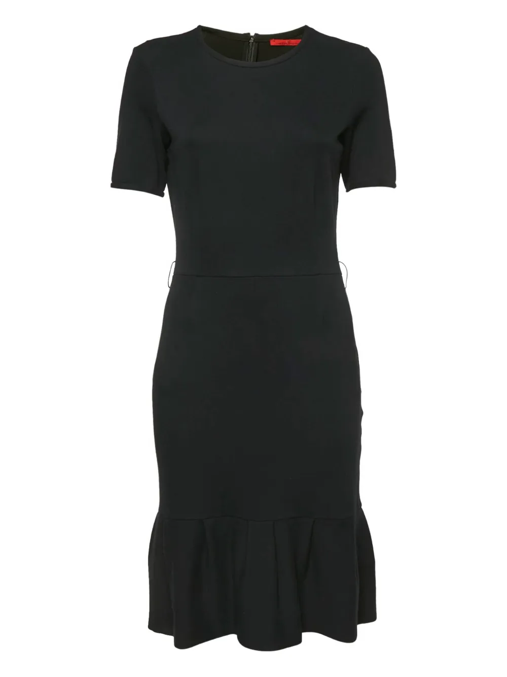 Pre-owned Carolina Herrera Vintage Short-sleeves Ruffle-hem Dress In Black