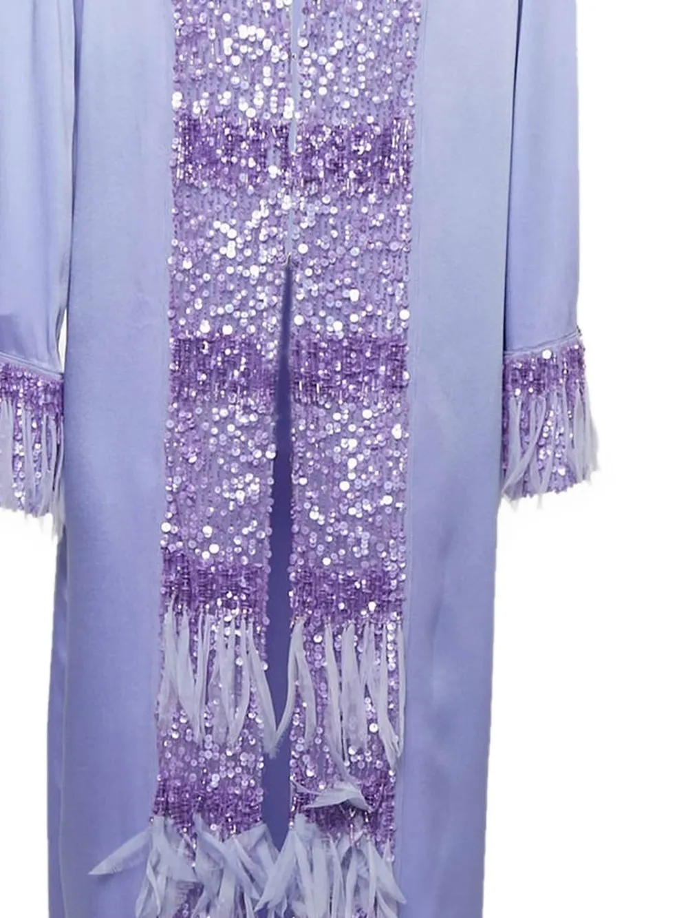 Elisabetta Franchi Jurk verfraaid met pailletten en franje - Paars