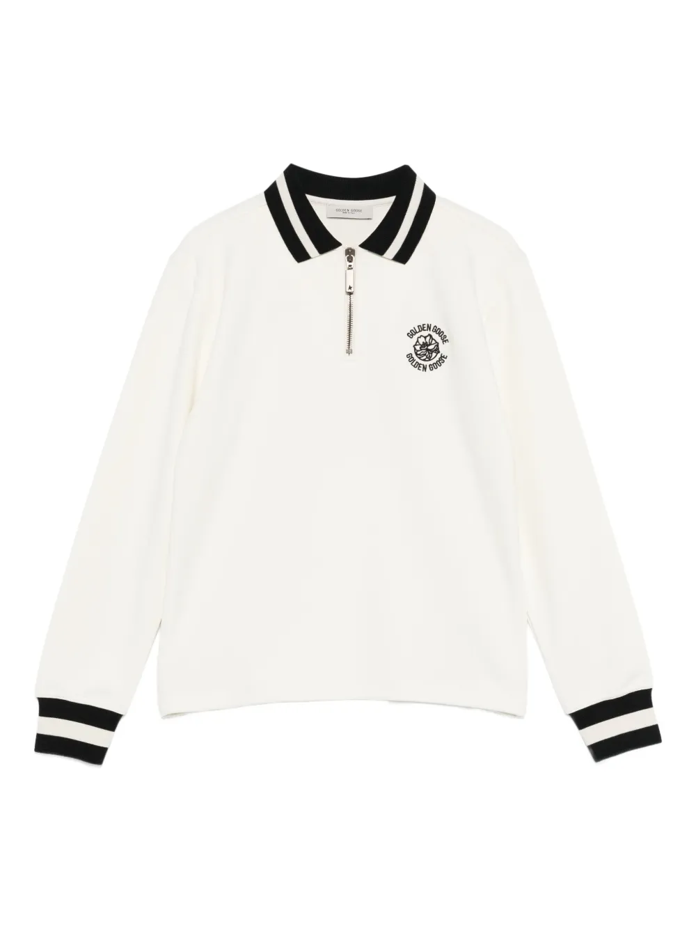Golden Goose Kids Poloshirt met logopatch en rits Wit