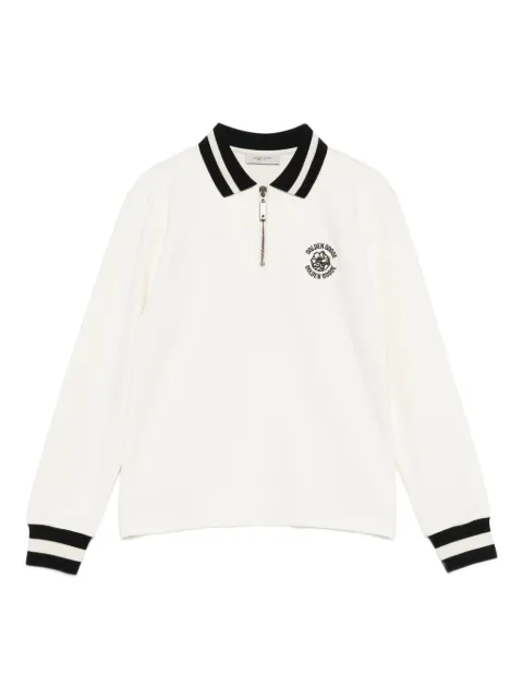 Golden Goose Kids logo-patch zip-up polo shirt