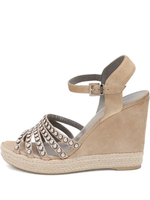 Gina 115mm pearl-embellished wedge sandals