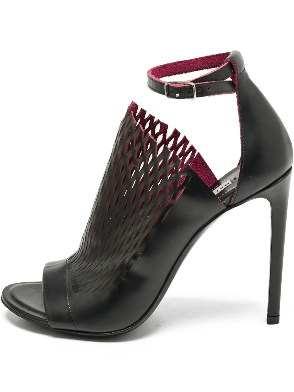 Pre-owned Balenciaga 115mm Glove Laser-cut Leather Sandals In Black