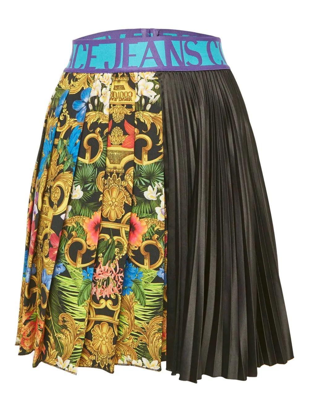 Pre-owned Versace Pleated Detailed-waistband Mini Skirt In Black