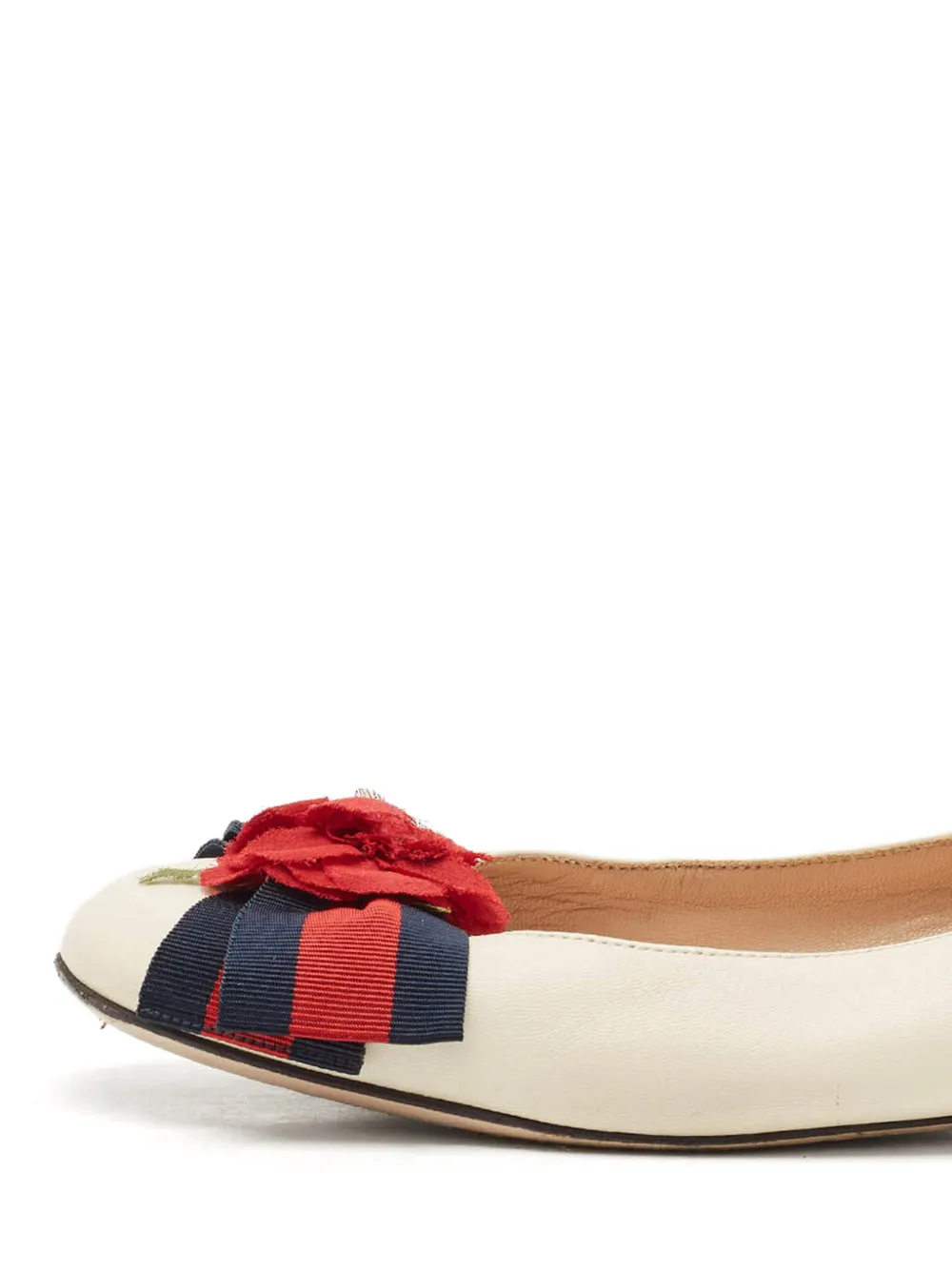 GUCCI Pre-owned Web Bow-detail Ballet Flats In Neutral