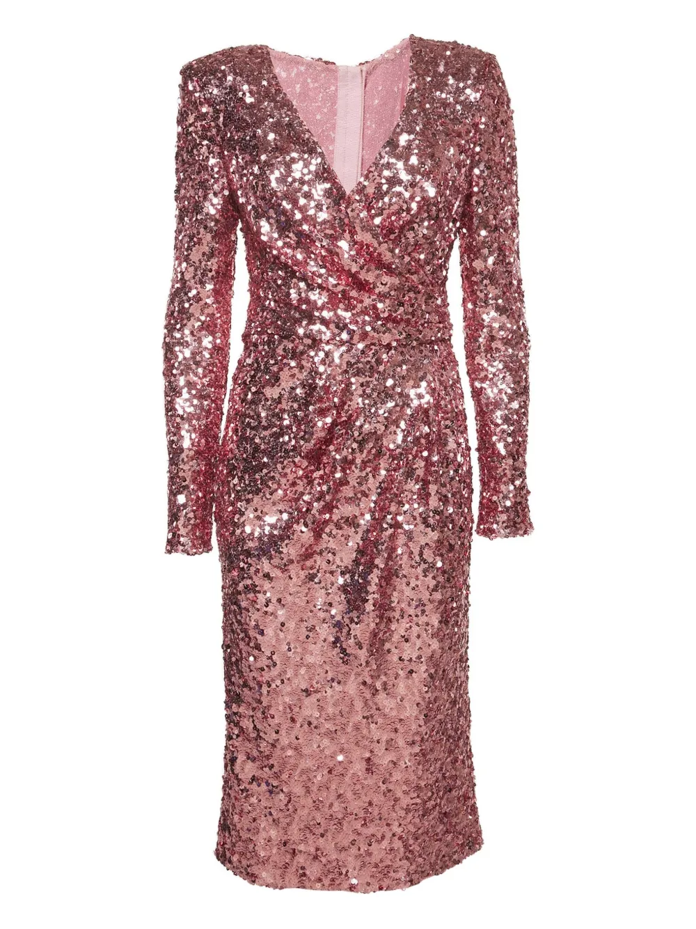 Pre-owned Dolce & Gabbana 2024 Sequin Wrap Midi Dress In Pink