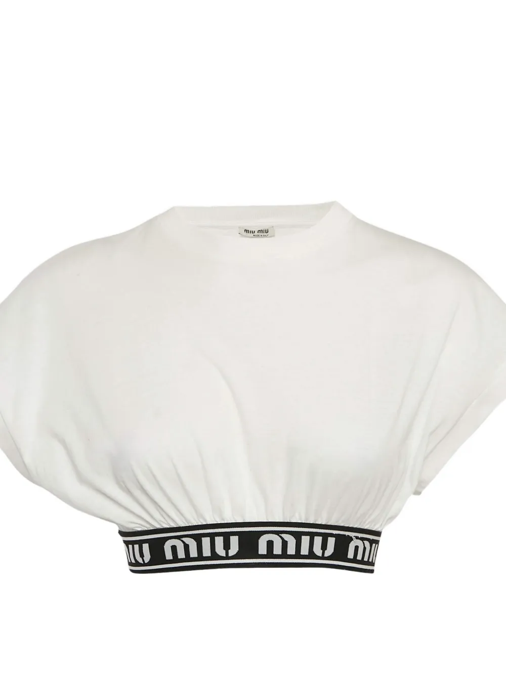 Pre-owned Miu Miu Logo-underband Top In White