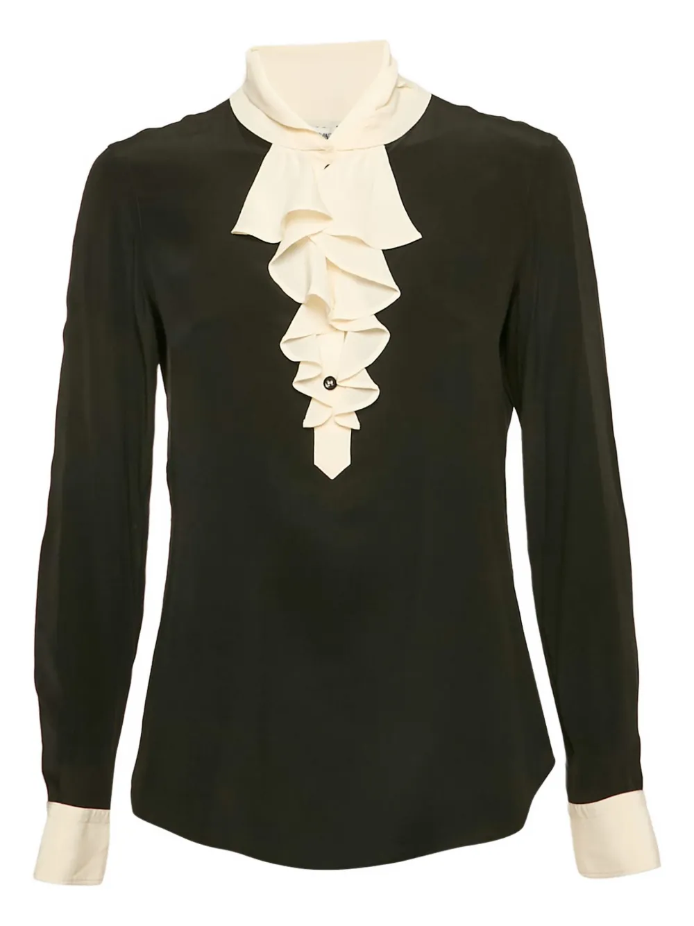 Moschino Pre-Owned ラッフル シルクブラウス - ブラック Moschino Pre-Owned ラッフル シルクブラウス - ブラック