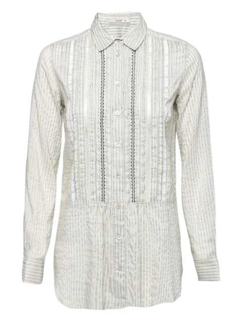 Etro Pre-Owned striped lace-detail shirt