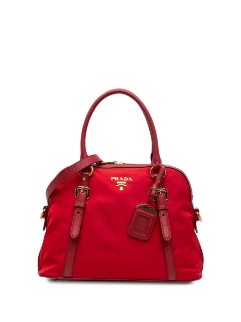 Prada Pre-Owned 2000-2025 Saffiano Trimmed Tessuto Dome satchel