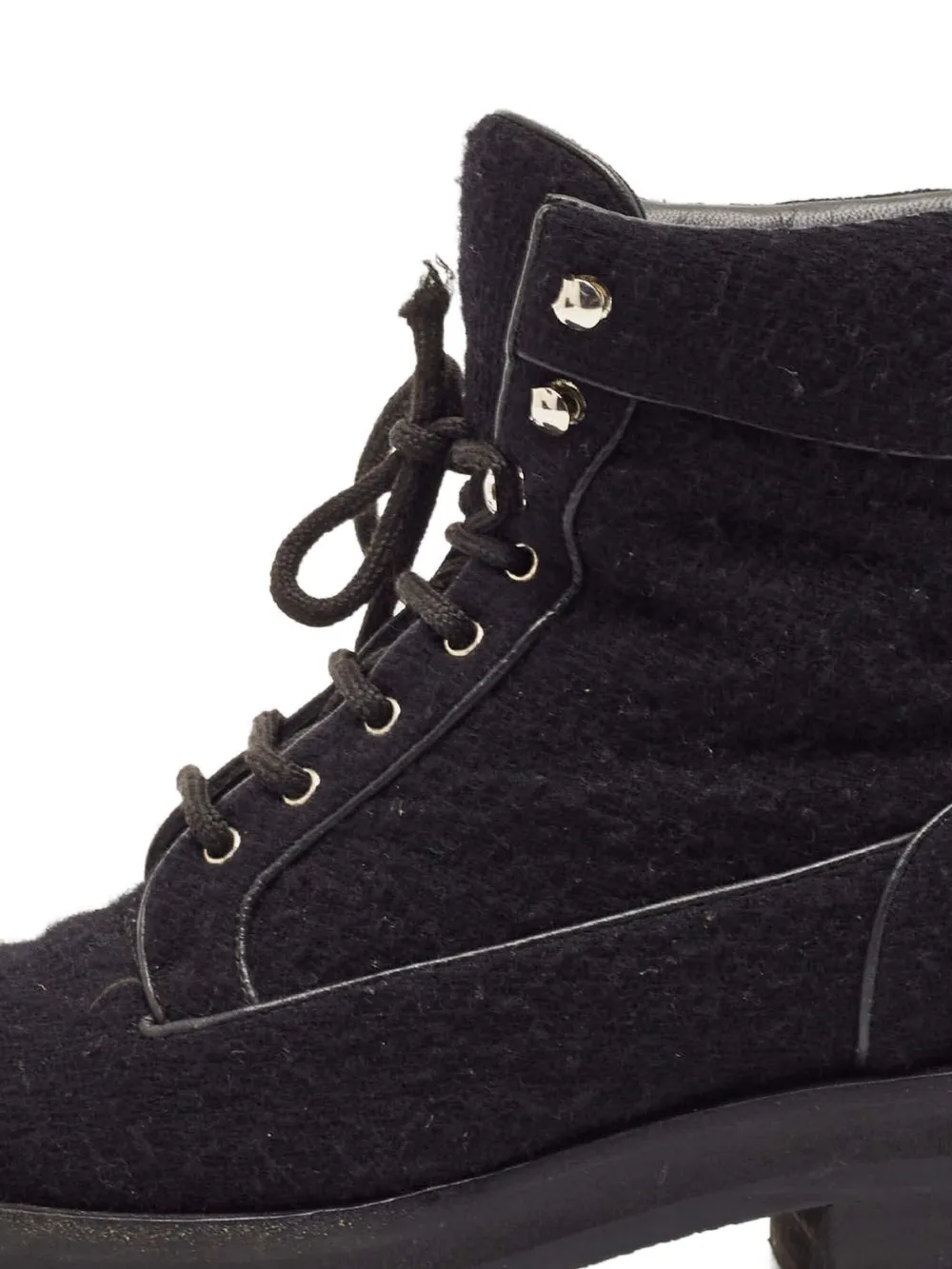 CHANEL Pre-Owned Wollen veterlaarzen - Zwart