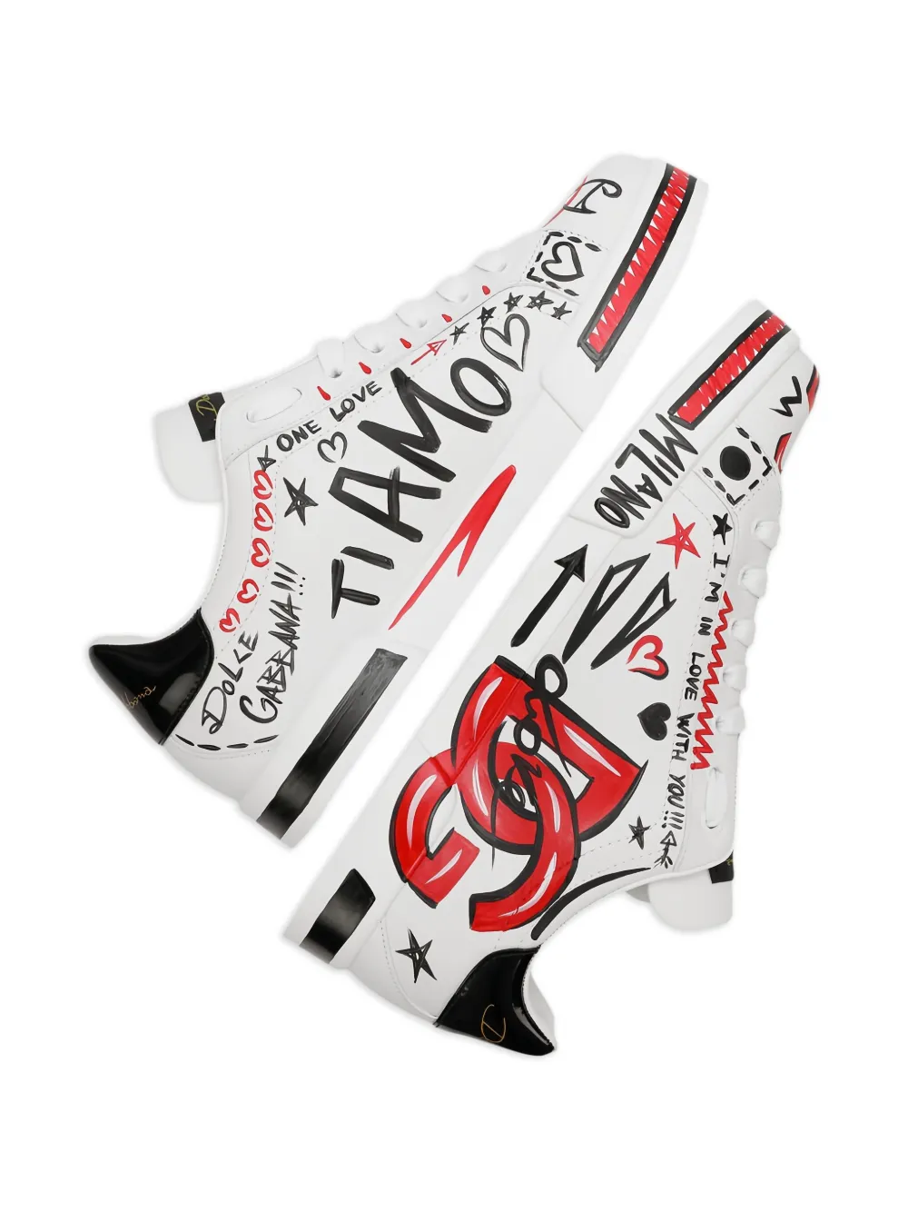 Dolce & Gabbana graffiti-print leather sneakers White