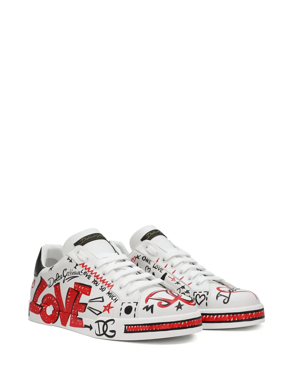 Dolce & Gabbana graffiti-print leather sneakers White