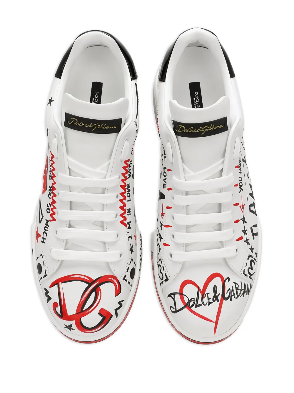 Dolce & Gabbana graffiti-print leather sneakers White