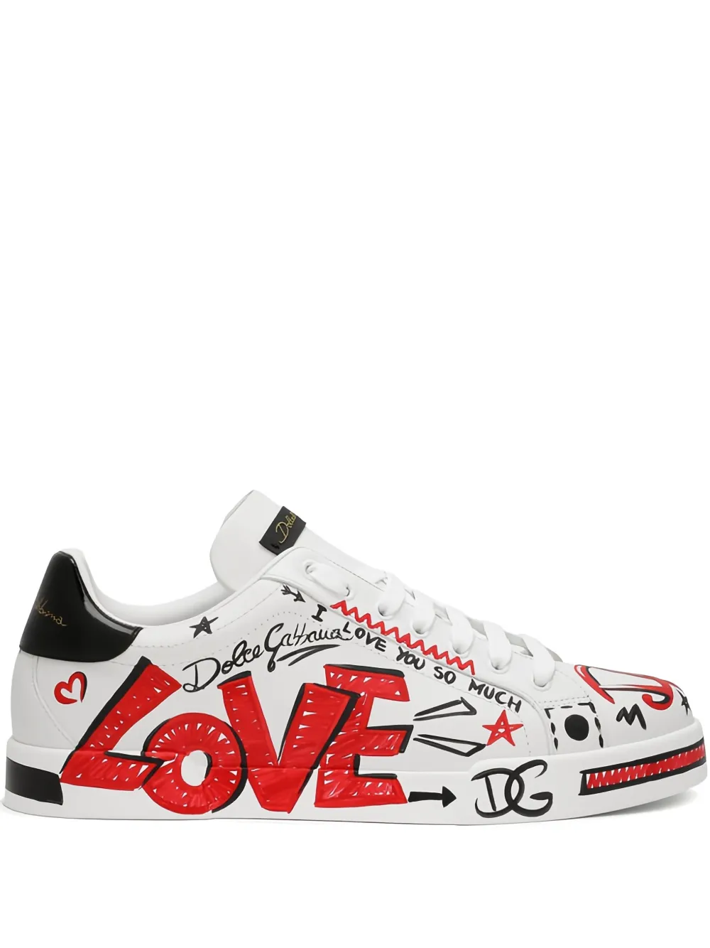 Dolce & Gabbana graffiti-print leather sneakers White