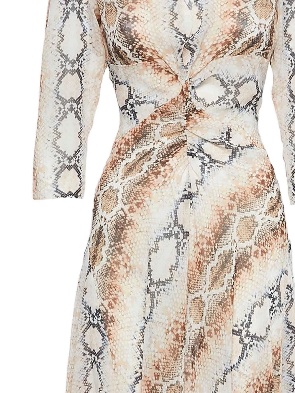 Maje Gedraaide jurk met slangenprint - Beige