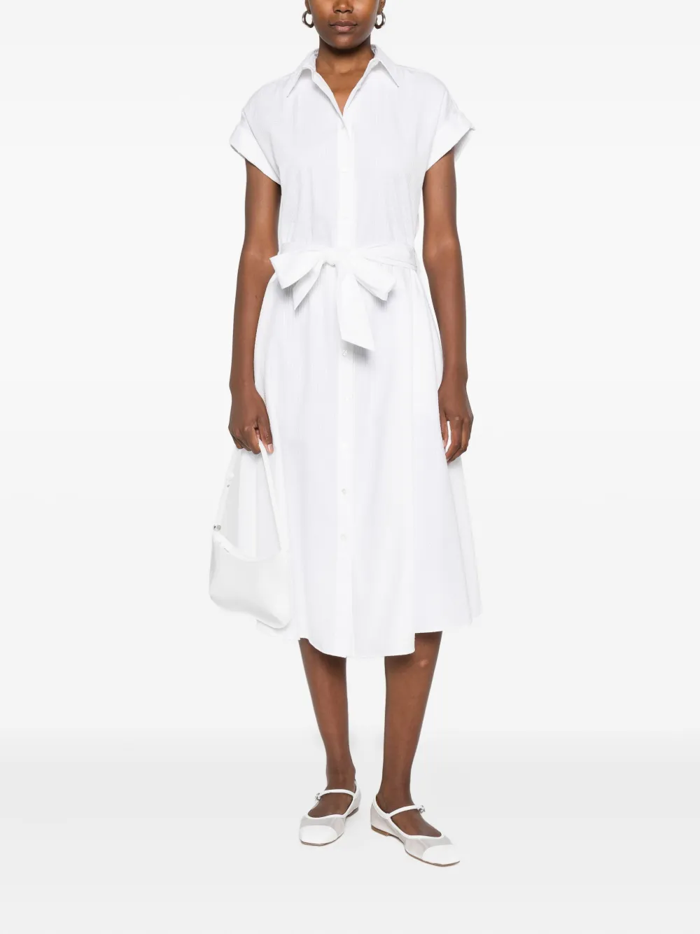 Kiton Blousejurk met knopen en ceintuur - Wit