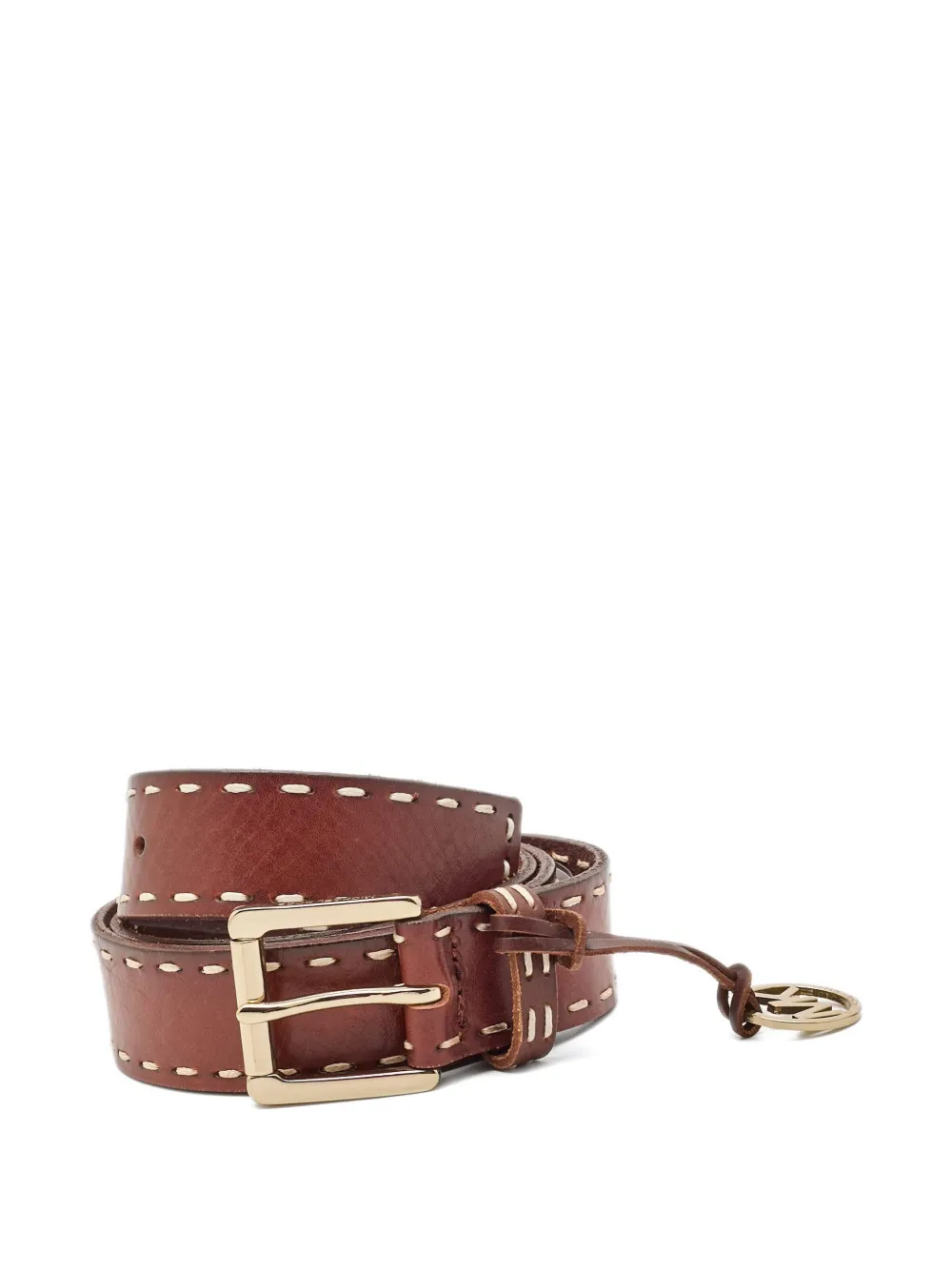 Michael Kors Vintage ステッチ レザーベルト - ブラウン Michael Kors Vintage ステッチ レザーベルト - ブラウン