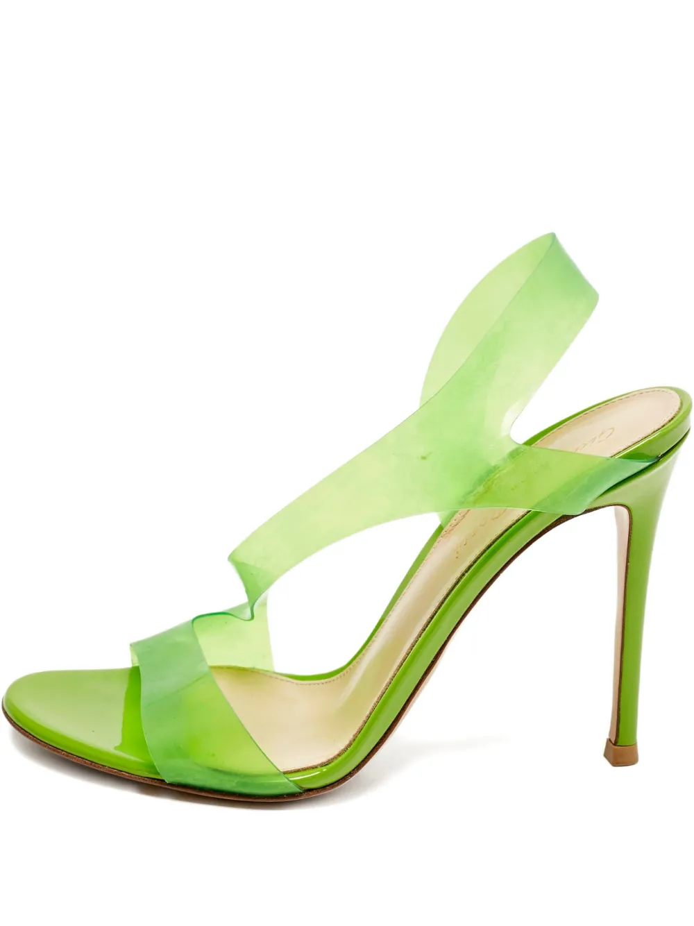 Pre-owned Gianvito Rossi 100mm Metropolis Clear-effect Sandals In Green