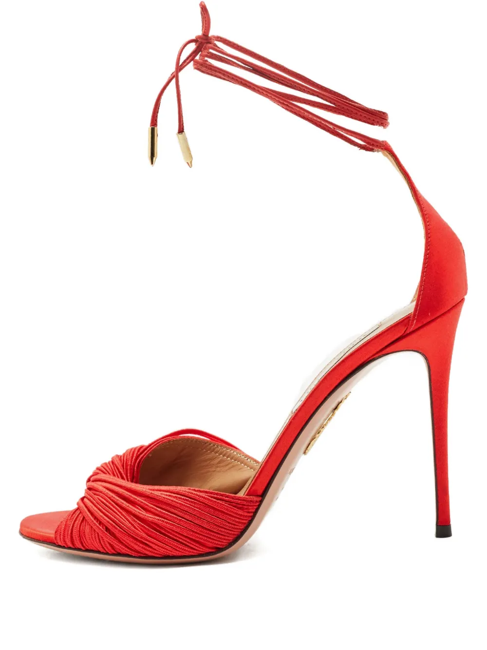 Aquazzura Sandali in raso con plissettatura 80mm - Rosso