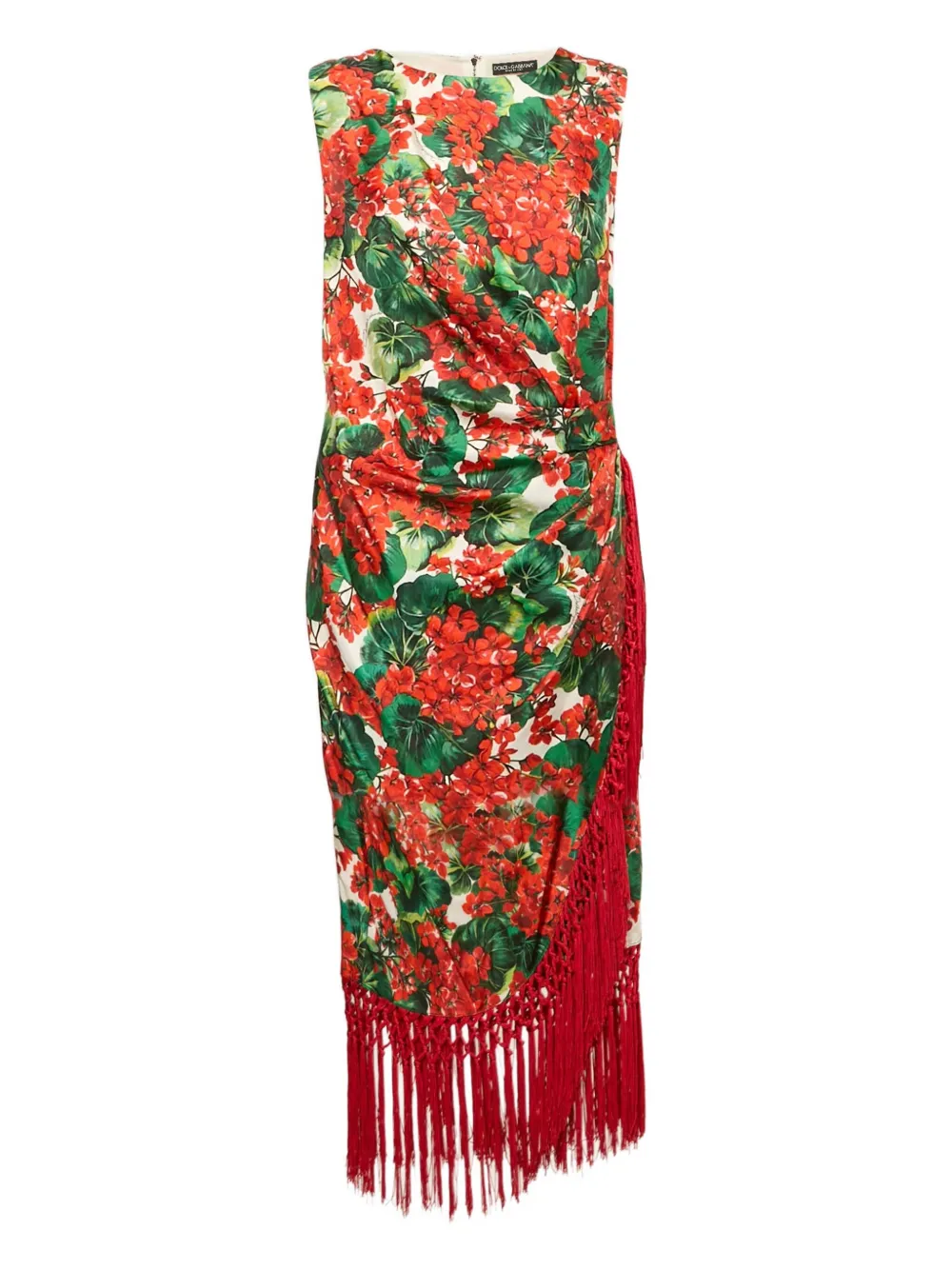 Click to view more detailed imagery on our partner's website Pre-owned Dolce & Gabbana Floral Tassel Dress In Red