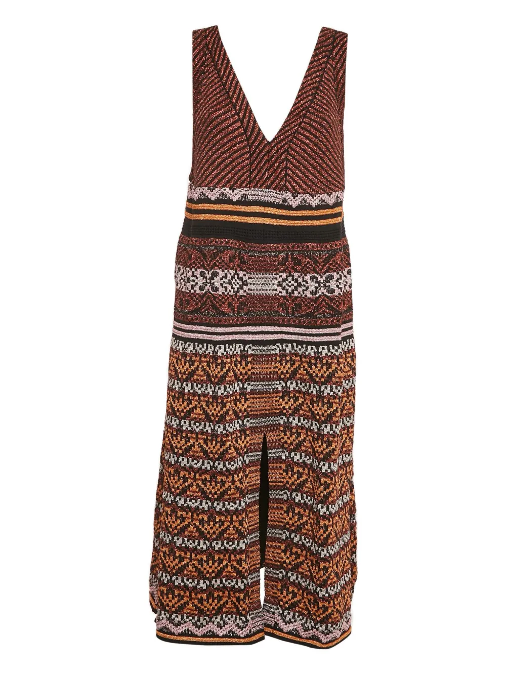Pre-owned Missoni 2024 Knit Pattern Midi Dress In Brown