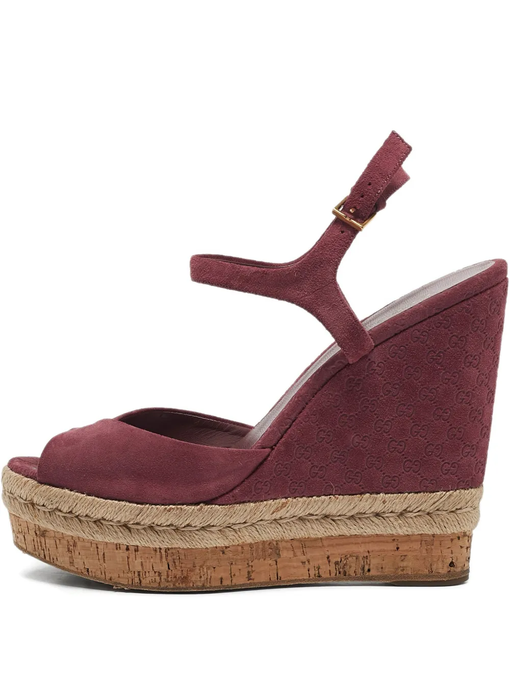 Gucci Pre-Owned Guccissima Wedge-Sandalen 140mm - Rot