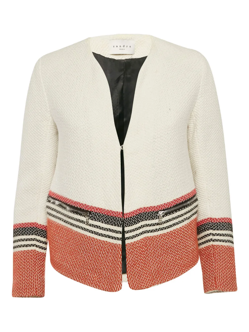 Pre-owned Sandro  Tweed Zip Jacket In Neutral