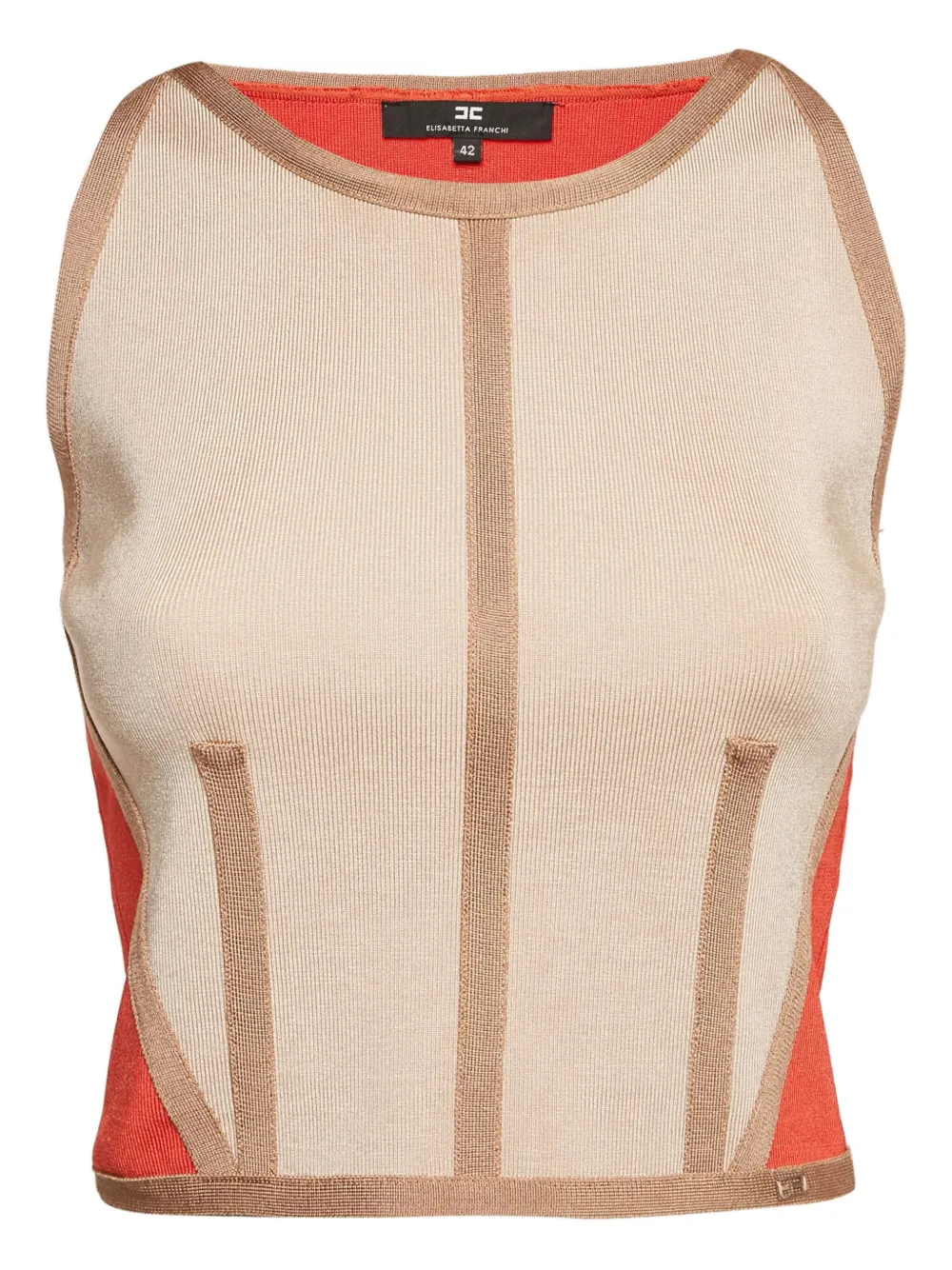 Elisabetta Franchi ribbed-knit crop top | Neutrals | Image 1